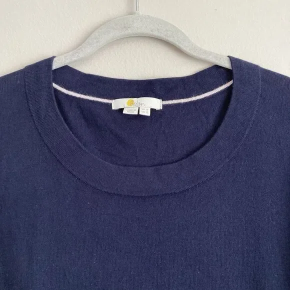 Boden Womens Trudy Knit Dress Size 12 Wool Cotton Blend Navy Green - Picture 3 of 11